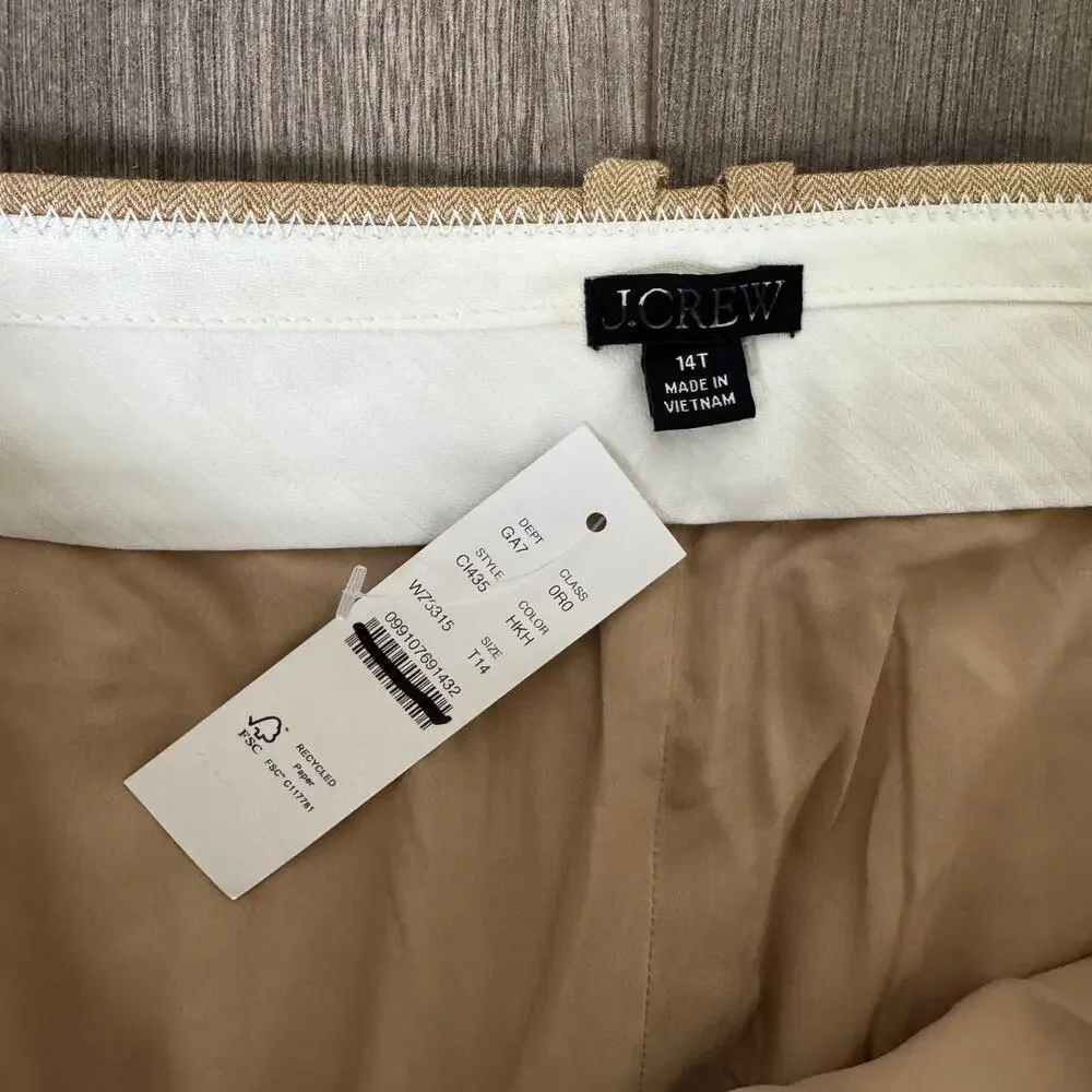 J Crew Portia Herringbone Linen Blend Pants US Women's 14 Tall New - Picture 5 of 7